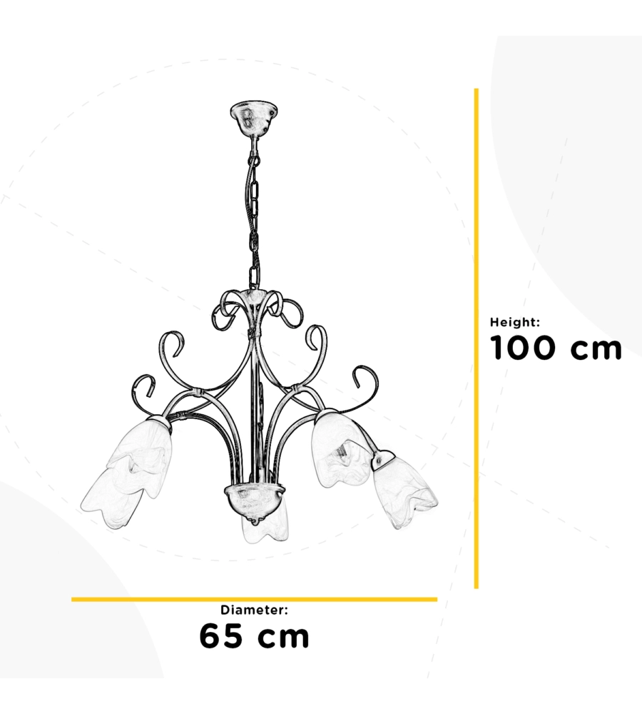 LAMPADARIO 5 LUCI ONLI "ODINO" BRONZO E14